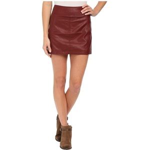 Free People Burgundy Vegan Leather Mini Skirt